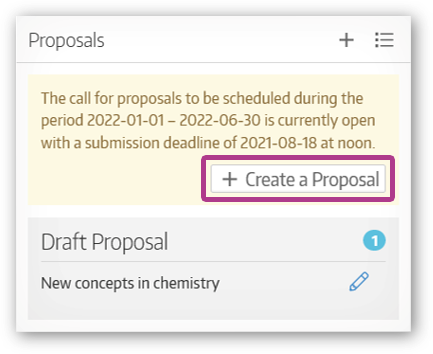 Proposals block as seen on your User Portal dashboard
