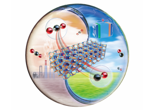 Schematic of an electrochemistry CO2-to-CO reduction reaction.