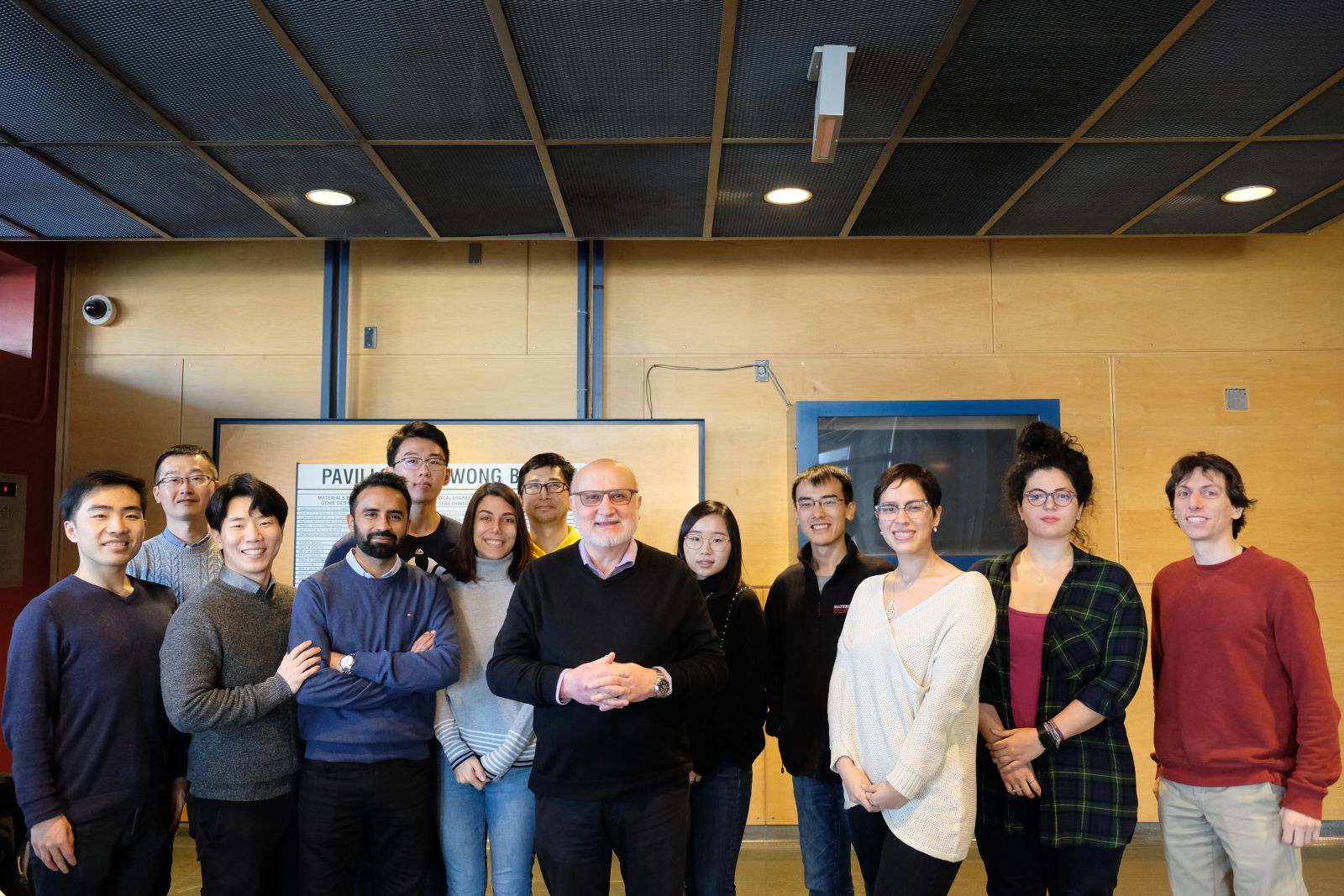 Professor George Demopoulos' Research Group, McGill University, January 2020. From left to right: Fan Yu (PhD), Fuqiang Guo (Research Associate), Moohyun Woo (PhD), Majid Rasool (PDF), Senhao Wang (PhD), Rana Yekani (PhD), Hsien-chieh (Jay) Chiu (PDF), Prof George P. Demopoulos, Yan Zeng (PDF), Han Wang (PhD), Mariana Uceda (PDF), Konstantina Chalastara (PhD), and François Larouche (PhD).