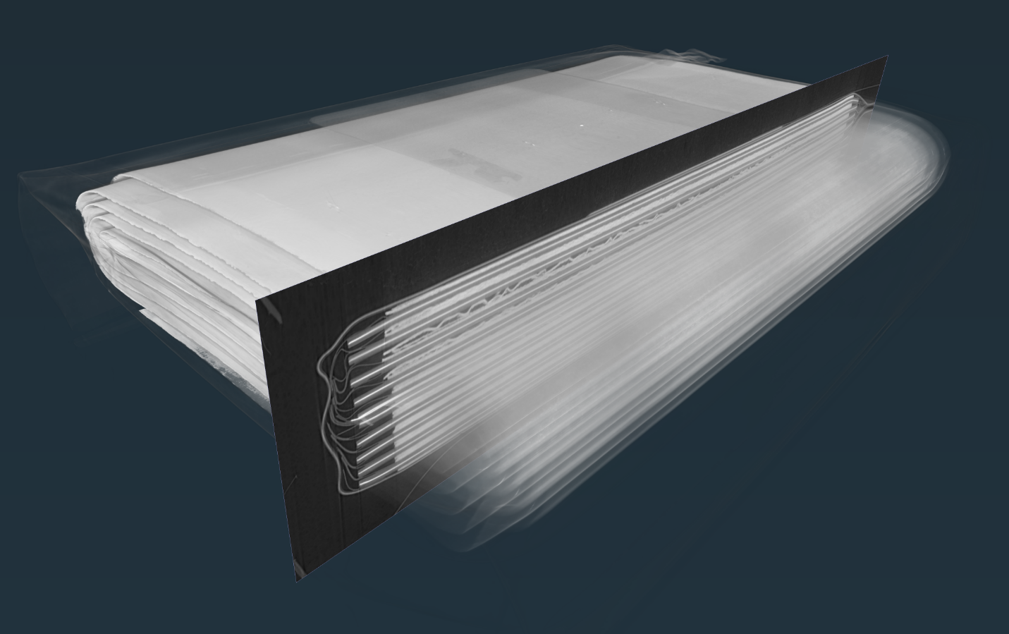 A CT scan collected at the Canadian Light Source shows electrode damage that occurs in some batteries after long-term use.