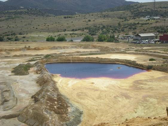 Acid mine drainage that accumulated in a tailings pond at the Iron King Mine Humboldt Smelter Superfund Site. Tailings were collected from the site and analyzed for this study.