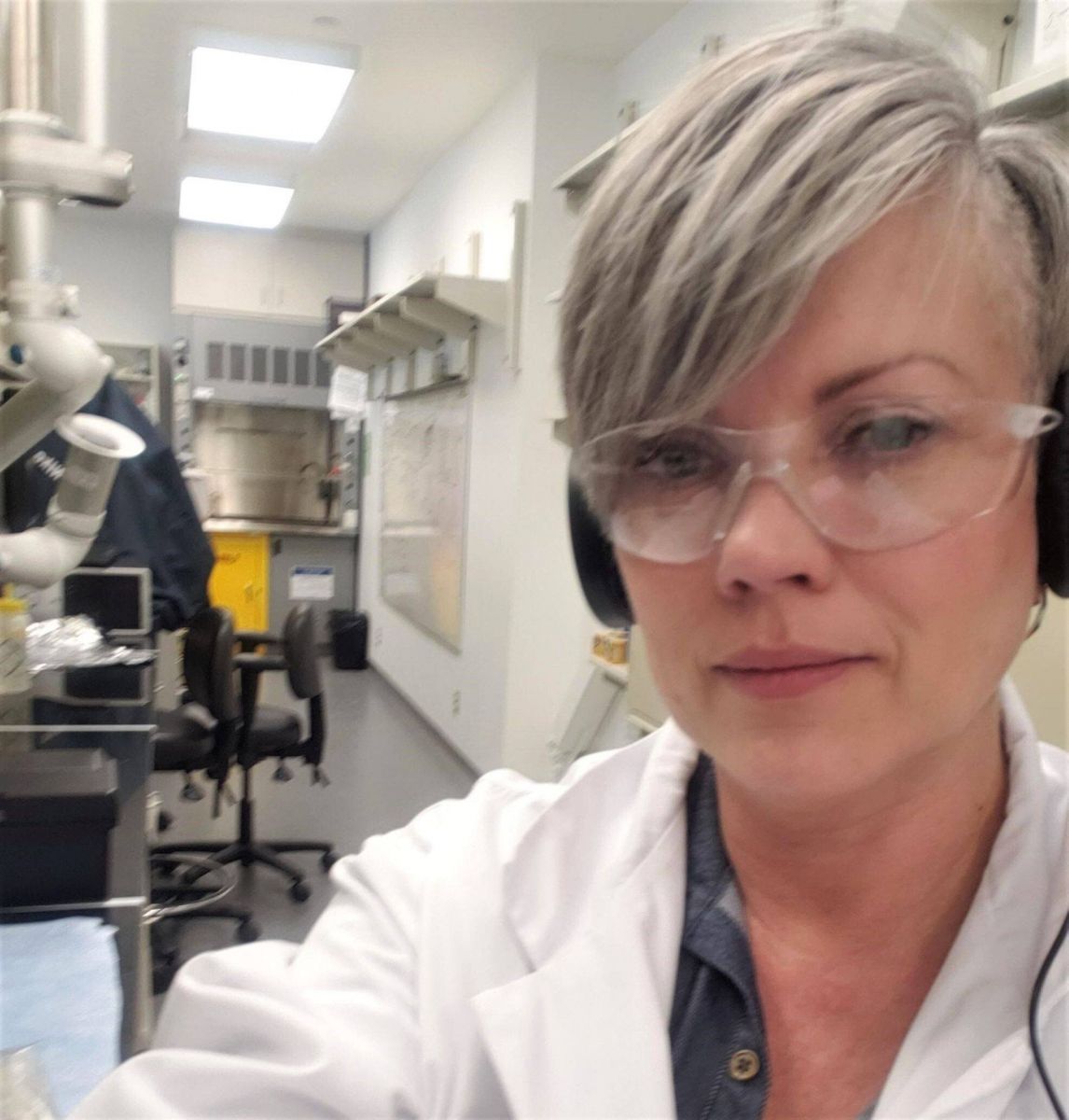 Bernie Petit, Education Coordinator of Indigenous Programming, in a lab at the CLS.