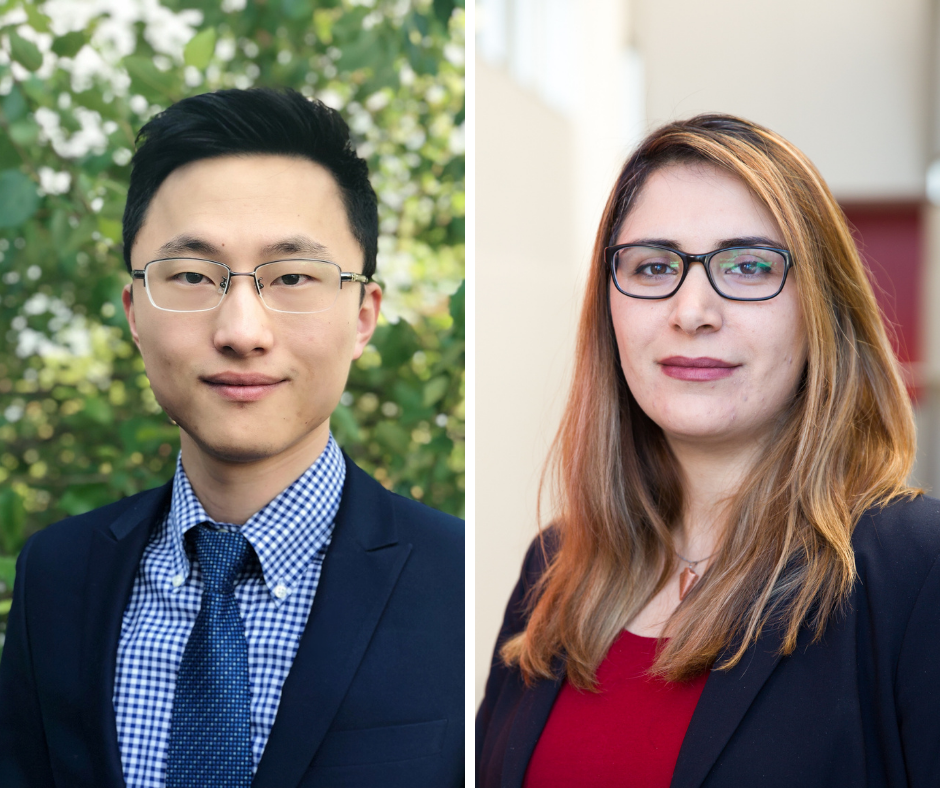 Dr. Haotian Wang with Rice University (left) and Dr. Samira Siahrostami with the University of Calgary.