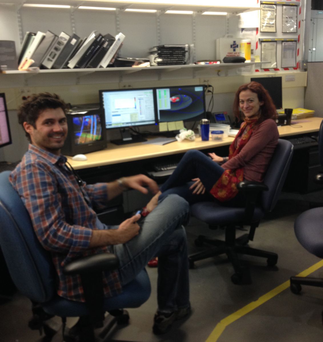 Graham Fairhurst and Catherine Soos at VESPERS beamline at CLS