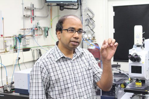 Saroj Kumar (pictured) is developing techniques to harness infrared light to detect cancer signatures before any physical changes occur, and to improve treatments for breast cancer patients.