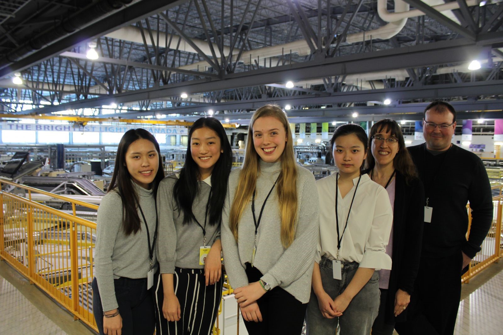 High school students on the mezzanine at CLS, after presenting their research as part of the Students on the Beamline program.