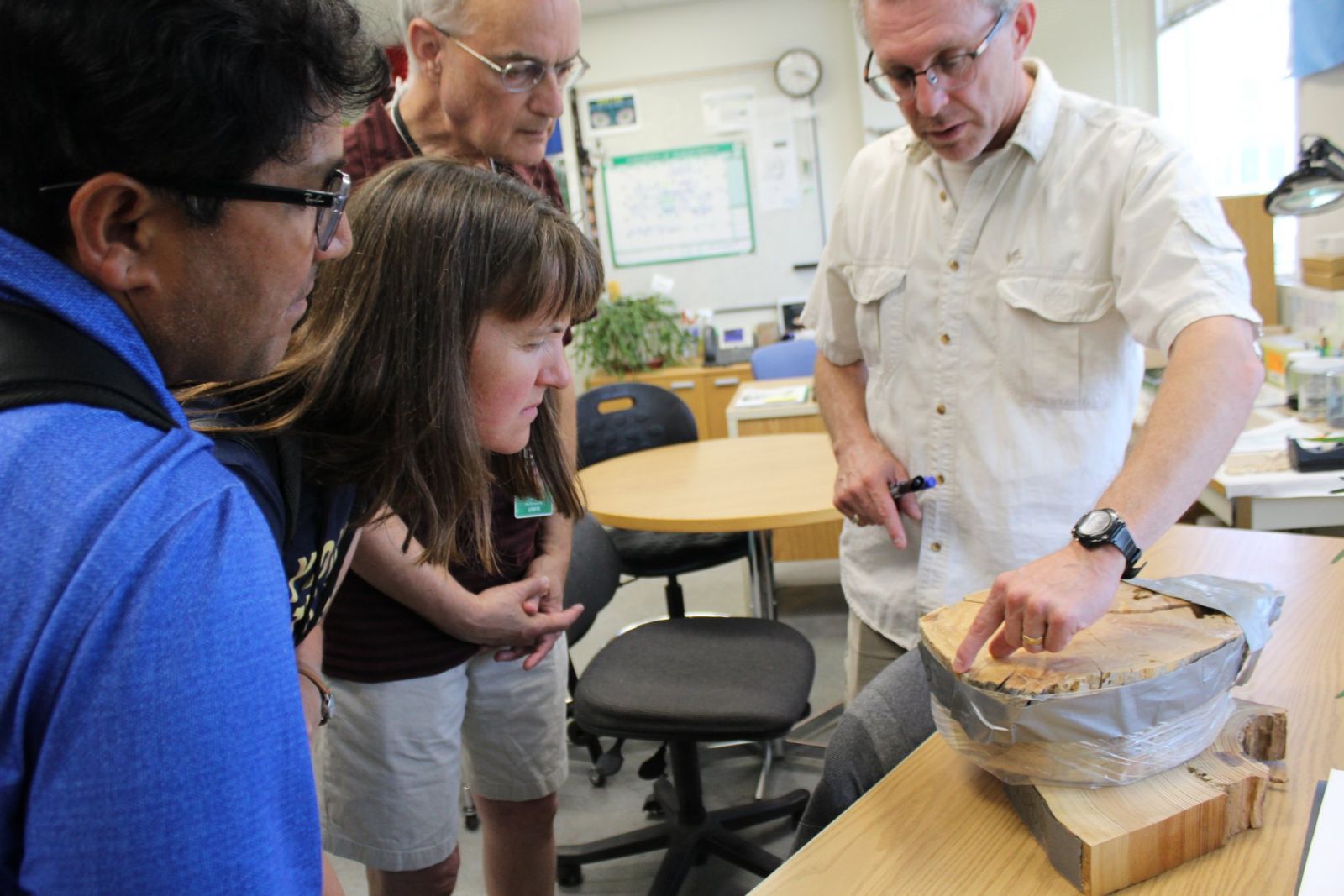 Teachers from across Canada learning about tree rings as part of a session delivered in a CLS Teachers' Workshop.